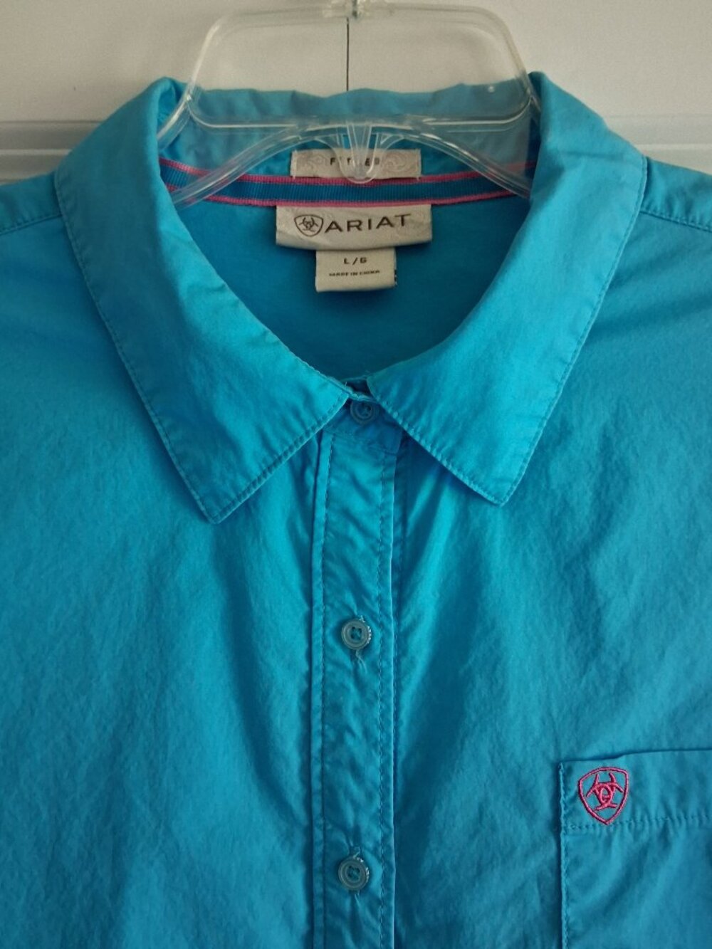 ARIAT Aqua Blue Long Sleeve Button Down Fitted Shirt Women's Size L